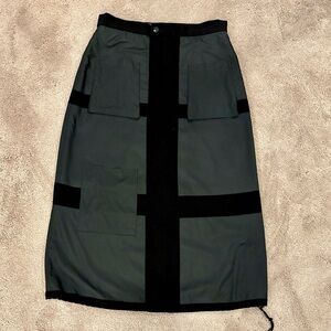 Black Utility Midi Skirt